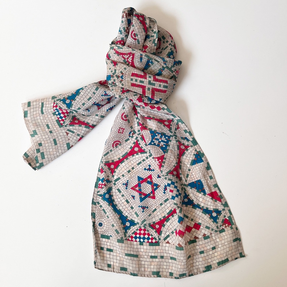 Vintage Metropolitan Museum of‎ Art 100% Silk Scarf Geometric Mosaic Print